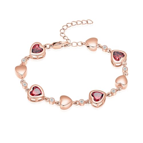 QGJNSGC Urne Armband für Asche Birthstone Armbänder für Frauen Herz Edelstein Armband Schmuck Kremation Memorial Keepsake Urne Armband (Roségold-rot) von QGJNSGC