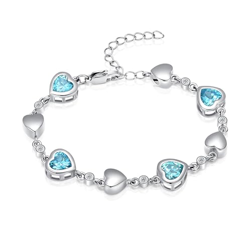 QGJNSGC Urne Armband für Asche Birthstone Armbänder für Frauen Herz Edelstein Armband Schmuck Kremation Memorial Keepsake Urne Armband (Silber-blau) von QGJNSGC