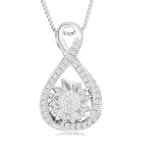 QGJNSGC Urne Halskette für Asche Sonnenblume Einäscherung Schmuck unendlich Liebe Asche Halskette für Mensch Frauen Mädchen Haustiere Andenken Memorial Schmuck (Silber) von QGJNSGC