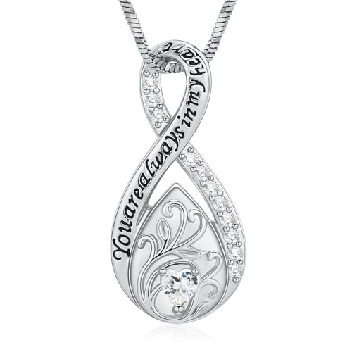 QGJNSGC Urne Halskette für Asche für Frauen Infinity Kremation Schmuck Asche Keepsake Anhänger Memorial Schmuck Geschenke für einen Verlust von geliebten Menschen (Silber-weiß) von QGJNSGC