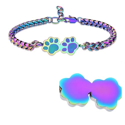 QGJNSGC Urne für Asche Armband, Hund/Katze Paw Print Armbänder Einäscherung Schmuck für Asche Cute Tiere Adjustable Memorial Keepsake Kremation Armbänder Schmuck Geschenke für Frauen von QGJNSGC