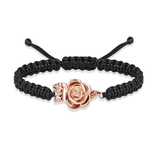 QGJNSGC Urnen-Armband für Asche für Frauen Rose Blume Feuerbestattung Schmuck für Asche verstellbar Andenken Armband Urne Armreif Asche Halter von QGJNSGC