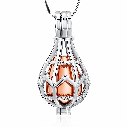 QGJNSGC Urnen-Halskette, Tropfenform, Urnen-Medaillon, Asche, Gedenkschmuck, Feuerbestattungsschmuck, durchbrochenes Andenken, Anhänger, Heißluftballon-Halskette aus Edelstahl von QGJNSGC