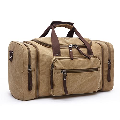 Große Kapazität Herren Handgepäck Reisetaschen Canvas Reisetaschen Wochenend-Umhängetaschen (Farbe: C, Größe: 53 * 30 * 25cm) von QGKKGQ