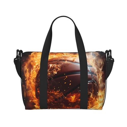 Basketball On Fire And Water Flame Splashing Hand Travel Bag For Men And Women.Durable Material And Stylish Design, Suitable For Business And Leisure Travel. von QGQHS