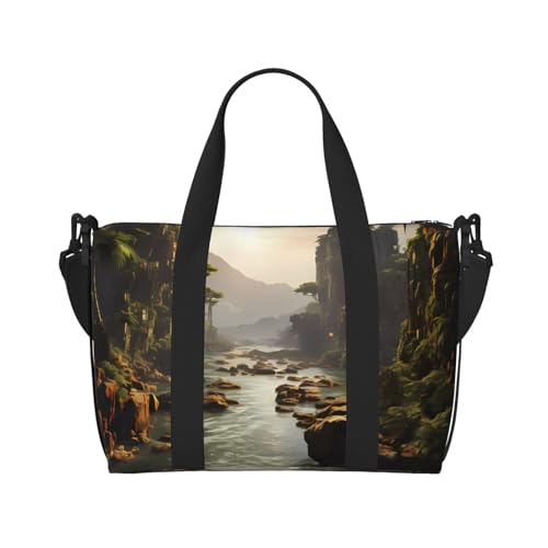 Berge und Flüsse Handreisetasche Für Damen und Herren Strapazierfähiges Material und stilvolles Design, geeignet für Geschäfts- und Freizeitreisen. Berge und Flüsse Handreisetasche Für Damen und Herren Strapazierfähiges Material und stilvolles Design, geeignet für Geschäfts- und Freizeitreisen. von QGQHS