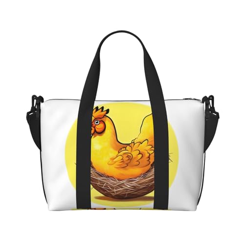 Bird'S Nest Golden Chicken Handreisetasche für Männer und Frauen Strapazierfähiges Material und stilvolles Design, geeignet für Geschäfts- und Freizeitreisen, Schwarz, Einheitsgröße Bird'S Nest Golden Chicken Handreisetasche für Männer und Frauen Strapazierfähiges Material und stilvolles Design, geeignet für Geschäfts- und Freizeitreisen, Schwarz, Einheitsgröße von QGQHS