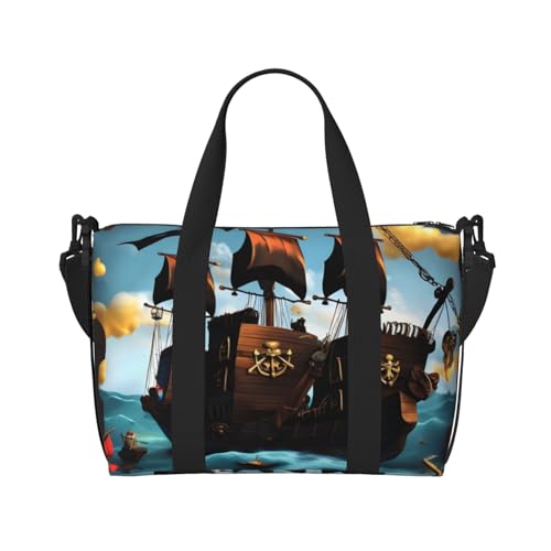 Cartoon-Piratenschiff-Handreisetasche, für Männer und Frauen, strapazierfähiges Material und stilvolles Design, geeignet für Geschäfts- und Freizeitreisen. Cartoon-Piratenschiff-Handreisetasche, für Männer und Frauen, strapazierfähiges Material und stilvolles Design, geeignet für Geschäfts- und Freizeitreisen. von QGQHS