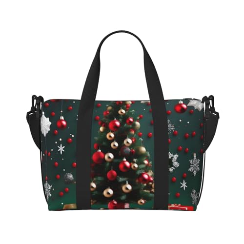 Handreisetasche mit rundem Ball, Weihnachtsbaum, für Damen und Herren, strapazierfähiges Material und stilvolles Design, geeignet für Geschäfts- und Freizeitreisen. Handreisetasche mit rundem Ball, Weihnachtsbaum, für Damen und Herren, strapazierfähiges Material und stilvolles Design, geeignet für Geschäfts- und Freizeitreisen. von QGQHS