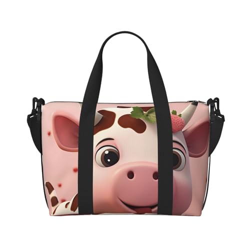 Kühe und Erdbeeren Handreisetasche für Männer und Frauen Langlebiges Material und stilvolles Design, geeignet für Geschäfts- und Freizeitreisen. von QGQHS
