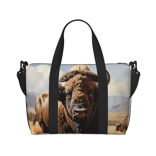 Nordamerikanische Bison Herd Handreisetasche für Männer und Frauen Langlebiges Material und stilvolles Design, geeignet für Geschäfts- und Freizeitreisen Nordamerikanische Bison Herd Handreisetasche für Männer und Frauen Langlebiges Material und stilvolles Design, geeignet für Geschäfts- und Freizeitreisen von QGQHS