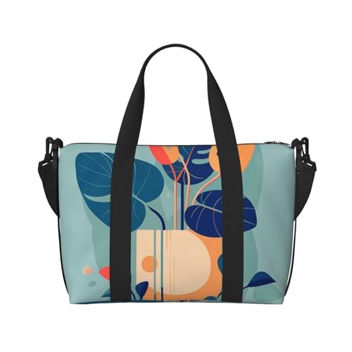 QGQHS Blue Orange Turtleback Bambus Handreisetasche für Männer und Frauen Strapazierfähiges Material und stilvolles Design, geeignet für Geschäfts- und Freizeitreisen, Schwarz von QGQHS