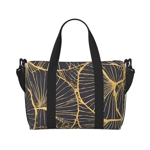 QGQHS Golden Leaf Handreisetasche für Damen und Herren Strapazierfähiges Material und stilvolles Design, geeignet für Geschäfts- und Freizeitreisen, Schwarz QGQHS Golden Leaf Handreisetasche für Damen und Herren Strapazierfähiges Material und stilvolles Design, geeignet für Geschäfts- und Freizeitreisen, Schwarz von QGQHS