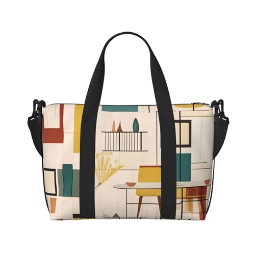QGQHS Mid Century Moderne Handreisetasche für Damen und Herren Strapazierfähiges Material und stilvolles Design, geeignet für Geschäfts- und Freizeitreisen, Schwarz QGQHS Mid Century Moderne Handreisetasche für Damen und Herren Strapazierfähiges Material und stilvolles Design, geeignet für Geschäfts- und Freizeitreisen, Schwarz von QGQHS