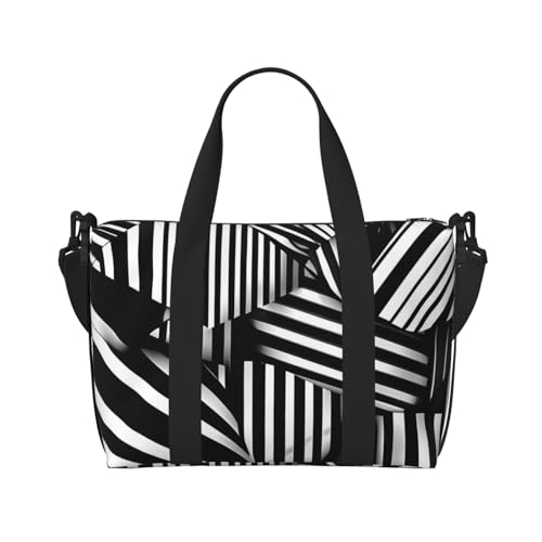 QGQHS Schwarze und weiße geometrische Linien, Handreisetasche, für Damen und Herren, strapazierfähiges Material und stilvolles Design, geeignet für Geschäfts- und Freizeitreisen. QGQHS Schwarze und weiße geometrische Linien, Handreisetasche, für Damen und Herren, strapazierfähiges Material und stilvolles Design, geeignet für Geschäfts- und Freizeitreisen. von QGQHS