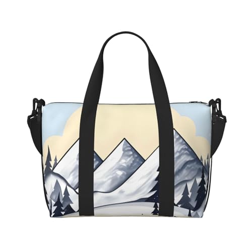 QGQHS White Snowy Mountains Handreisetasche für Damen und Herren Strapazierfähiges Material und stilvolles Design, geeignet für Geschäfts- und Freizeitreisen, Schwarz QGQHS White Snowy Mountains Handreisetasche für Damen und Herren Strapazierfähiges Material und stilvolles Design, geeignet für Geschäfts- und Freizeitreisen, Schwarz von QGQHS