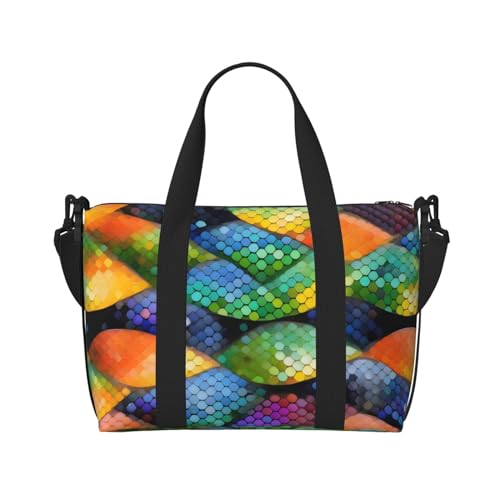 Regenbogenfischschuppen-Handreisetasche, für Damen und Herren, strapazierfähiges Material und stilvolles Design, geeignet für Geschäfts- und Freizeitreisen, Schwarz, Einheitsgröße Regenbogenfischschuppen-Handreisetasche, für Damen und Herren, strapazierfähiges Material und stilvolles Design, geeignet für Geschäfts- und Freizeitreisen, Schwarz, Einheitsgröße von QGQHS