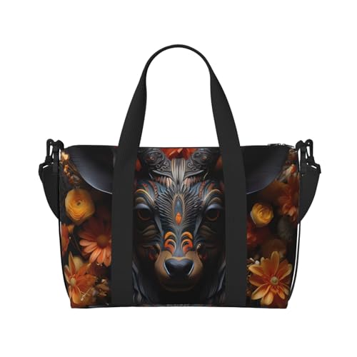 Schwarze Antilope mit Blumen Handreisetasche für Männer und Frauen Langlebiges Material und stilvolles Design, geeignet für Geschäfts- und Freizeitreisen. Schwarze Antilope mit Blumen Handreisetasche für Männer und Frauen Langlebiges Material und stilvolles Design, geeignet für Geschäfts- und Freizeitreisen. von QGQHS