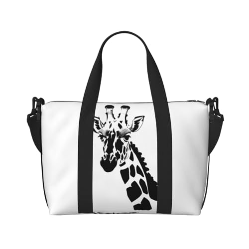 Schwarze und weiße Giraffen-Handreisetasche für Männer und Frauen, strapazierfähiges Material und stilvolles Design, geeignet für Geschäfts- und Freizeitreisen. von QGQHS