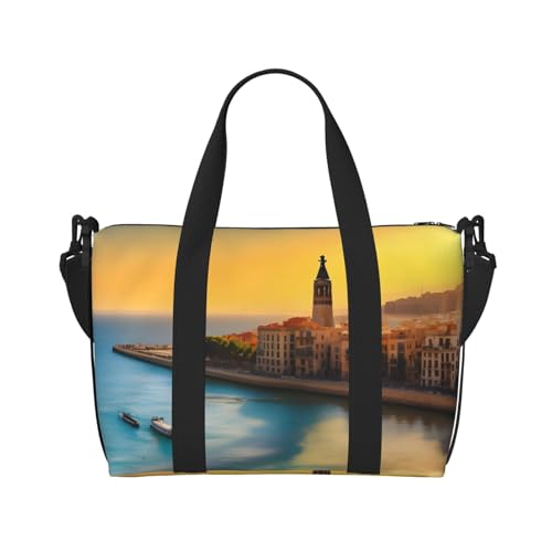 Sunset In Barcelona Handreisetasche Für Damen und Herren Strapazierfähiges Material und stilvolles Design, geeignet für Geschäfts- und Freizeitreisen. von QGQHS