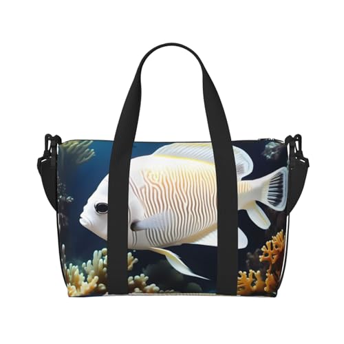 Weiß-goldene Fisch-Handreisetasche für Männer und Frauen, strapazierfähiges Material und stilvolles Design, geeignet für Geschäfts- und Freizeitreisen. Weiß-goldene Fisch-Handreisetasche für Männer und Frauen, strapazierfähiges Material und stilvolles Design, geeignet für Geschäfts- und Freizeitreisen. von QGQHS