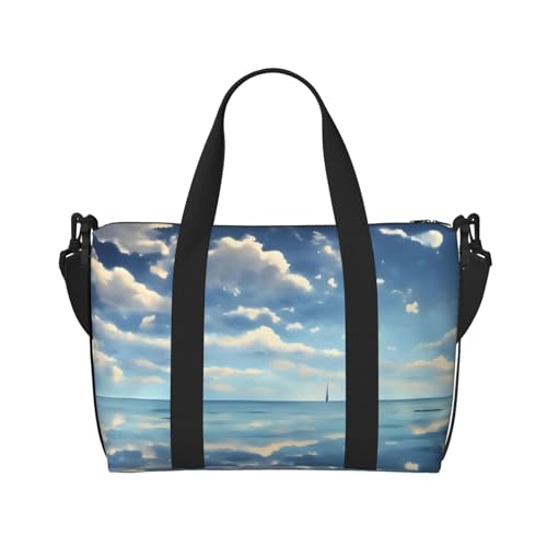 Weiße Wolken über dem Meer Handreisetasche Für Damen und Herren Strapazierfähiges Material und stilvolles Design, geeignet für Geschäfts- und Freizeitreisen von QGQHS