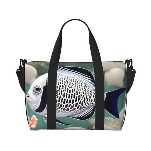 Weiße tropische Fisch-Handreisetasche für Männer und Frauen, strapazierfähiges Material und stilvolles Design, geeignet für Geschäfts- und Freizeitreisen. Weiße tropische Fisch-Handreisetasche für Männer und Frauen, strapazierfähiges Material und stilvolles Design, geeignet für Geschäfts- und Freizeitreisen. von QGQHS