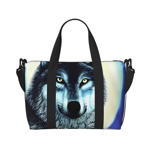 Wolf Under Moon Handreisetasche für Männer und Frauen Langlebiges Material und stilvolles Design, geeignet für Geschäfts- und Freizeitreisen Wolf Under Moon Handreisetasche für Männer und Frauen Langlebiges Material und stilvolles Design, geeignet für Geschäfts- und Freizeitreisen von QGQHS
