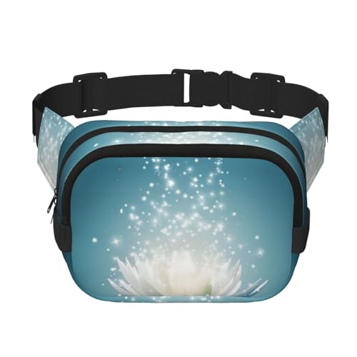 QGWDYYJQ Asiatische Lotusblüte bedruckte quadratische doppellagige Hüfttasche Hüfttasche Reisetasche, Schwarz , Einheitsgröße von QGWDYYJQ