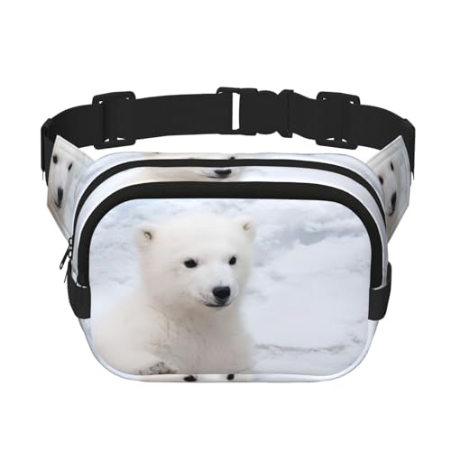 QGWDYYJQ Baby Eisbär bedruckte quadratische doppellagige Hüfttasche Hüfttasche Reisetasche, Schwarz , Einheitsgröße von QGWDYYJQ