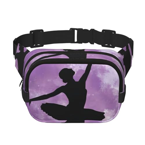 QGWDYYJQ Ballerina Dance bedruckte quadratische doppellagige Hüfttasche Hüfttasche Reisetasche, Schwarz , Einheitsgröße von QGWDYYJQ