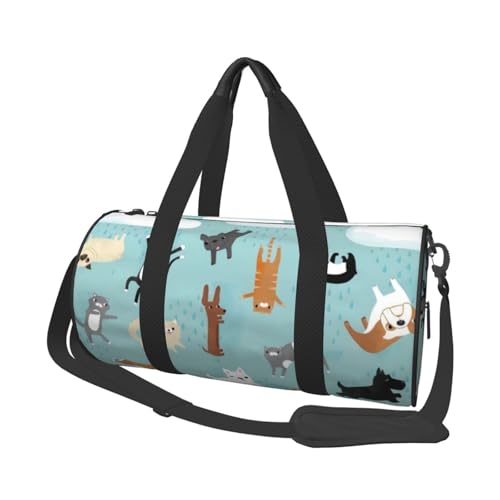 QGWDYYJQ Bedruckte Reisetasche mit Motiv "Raining Cats & Dogs", großes Fassungsvermögen, Reisegepäcktasche von QGWDYYJQ