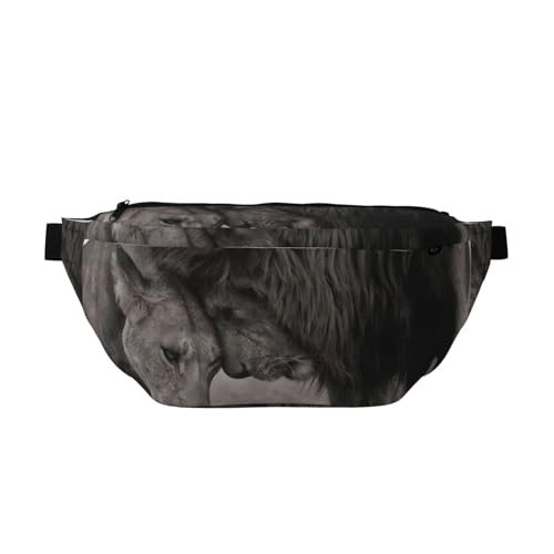QGWDYYJQ Bedruckte Umhängetasche mit Löwen- und Löwen-Motiv, Hüfttasche, Reisetasche, Schwarz , Einheitsgröße von QGWDYYJQ