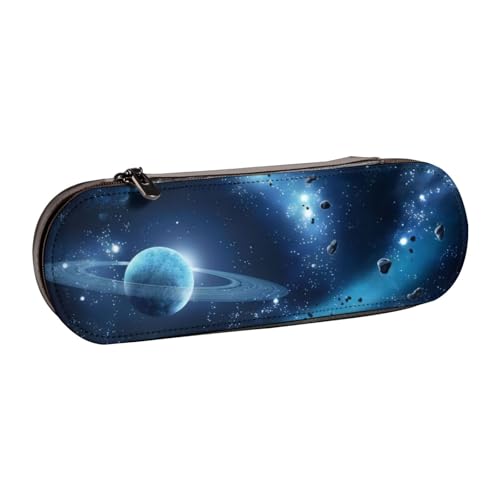 QGWDYYJQ Bedrucktes Federmäppchen aus Leder, Motiv: Mond, Sterne und Planeten, Schreibwaren-Organizer, tragbares Federmäppchen von QGWDYYJQ