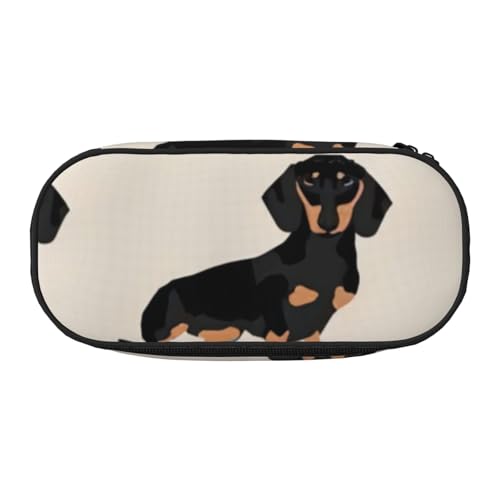 QGWDYYJQ Bedrucktes Federmäppchen mit Dackel-Motiv, Schreibwaren-Organizer, tragbares Federmäppchen, Schwarz , Einheitsgröße, Münztasche von QGWDYYJQ