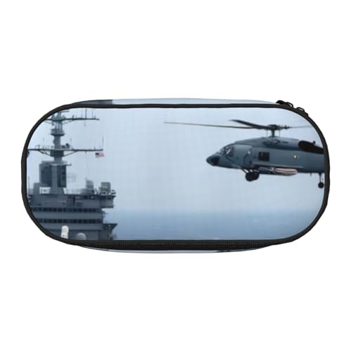 QGWDYYJQ Bedrucktes Federmäppchen mit Flugzeugträgern, Schreibwaren-Organizer, tragbares Federmäppchen, Schwarz , Einheitsgröße, Münztasche von QGWDYYJQ
