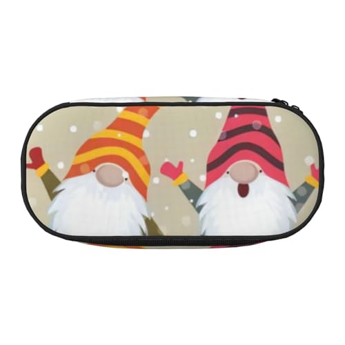 QGWDYYJQ Bedrucktes Federmäppchen mit Weihnachtswichteln, Schreibwaren-Organizer, tragbares Federmäppchen, Schwarz , Einheitsgröße, Münztasche von QGWDYYJQ