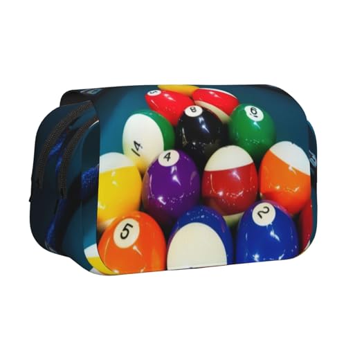 QGWDYYJQ Billard bedrucktes Doppel-Klappetui Schreibwarenetui Tragbarer Organizer, Schwarz , Einheitsgröße, Münztasche von QGWDYYJQ