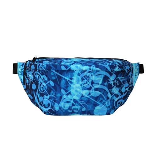 QGWDYYJQ Blaue Umhängetasche mit Musiknoten bedruckt, Hüfttasche, Reisetasche, Schwarz , Einheitsgröße von QGWDYYJQ