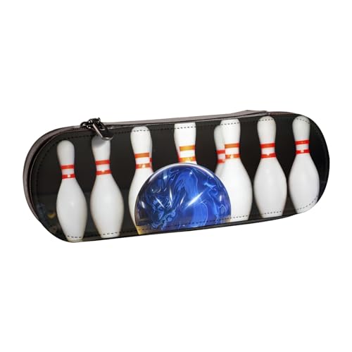 QGWDYYJQ Bowling bedrucktes Federmäppchen aus Leder, Schreibwaren-Organizer, tragbare Federtasche von QGWDYYJQ