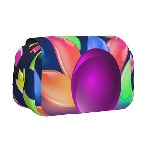 QGWDYYJQ Bowlingbälle bedrucktes Doppel-Klappetui Schreibwarenetui Tragbarer Organizer, Schwarz , Einheitsgröße, Münztasche von QGWDYYJQ