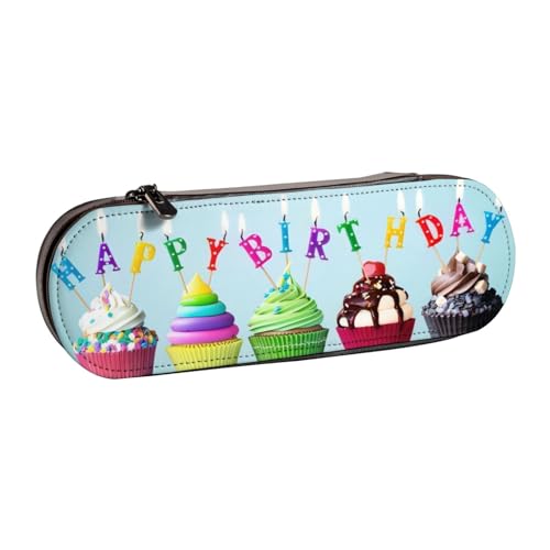 QGWDYYJQ Buntes Federmäppchen aus Leder mit Cupcake-Motiv, Schreibwaren-Organizer, tragbares Federmäppchen von QGWDYYJQ