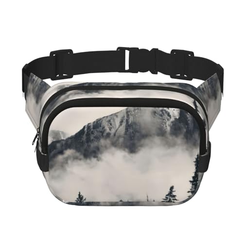 QGWDYYJQ Canadian Smokey Mountain Cliff bedruckte quadratische doppellagige Hüfttasche Hüfttasche Reisetasche, Schwarz , Einheitsgröße von QGWDYYJQ
