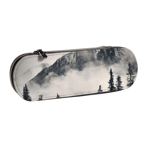 QGWDYYJQ Canadian Smokey Mountain Cliff bedrucktes Leder-Federmäppchen, Schreibwaren-Organizer, tragbares Federmäppchen von QGWDYYJQ