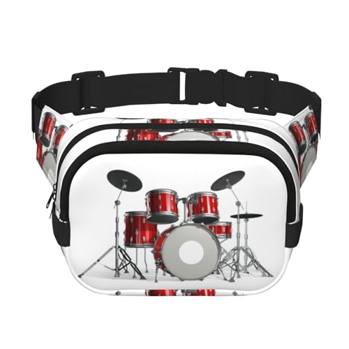 QGWDYYJQ Cool Drum Set bedruckte quadratische doppellagige Hüfttasche Hüfttasche Reisetasche, Schwarz , Einheitsgröße von QGWDYYJQ