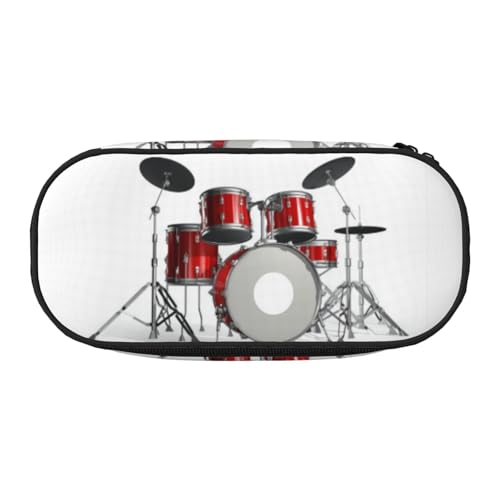 QGWDYYJQ Cooles Schlagzeug-Set, bedrucktes Federmäppchen, Schreibwaren-Organizer, tragbares Federmäppchen, Schwarz , Einheitsgröße, Münztasche von QGWDYYJQ