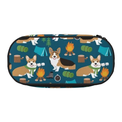QGWDYYJQ Corgi Bedrucktes Federmäppchen, Schreibwaren-Organizer, tragbares Federmäppchen, Schwarz , Einheitsgröße, Münztasche von QGWDYYJQ