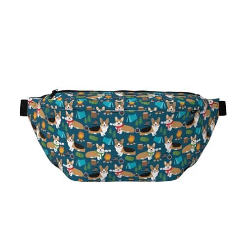 QGWDYYJQ Corgi Printed Crossbody Waist Pack Waist Bag Travel Bag, Schwarz , Einheitsgröße von QGWDYYJQ
