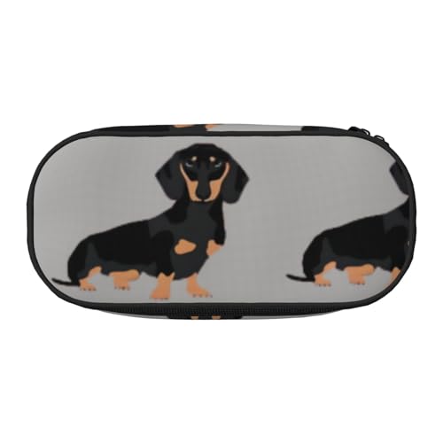 QGWDYYJQ Dackel Weiner Haustier Hunde Bedrucktes Federmäppchen Schreibwaren Organizer Tragbares Federmäppchen, Schwarz , Einheitsgröße, Münztasche von QGWDYYJQ