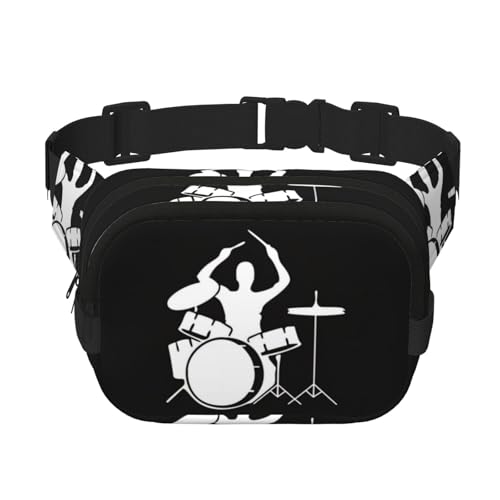 QGWDYYJQ Drummer bedruckte quadratische doppellagige Hüfttasche Hüfttasche Reisetasche, Schwarz , Einheitsgröße von QGWDYYJQ